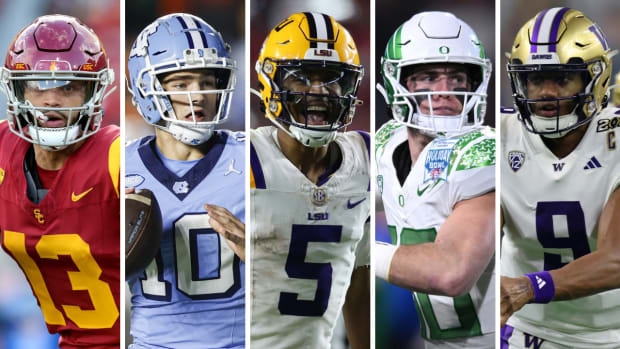 USC's Caleb Williams, UNC's Drake Maye, LSU's Jayden Daniels, Oregon's Bo Nix, and Washington's Michael Penix, Jr.